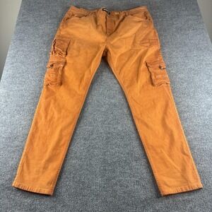 Serenede Cargo Pants Mens 44x32 Orange Slim Stretch Denim Pockets Workwear